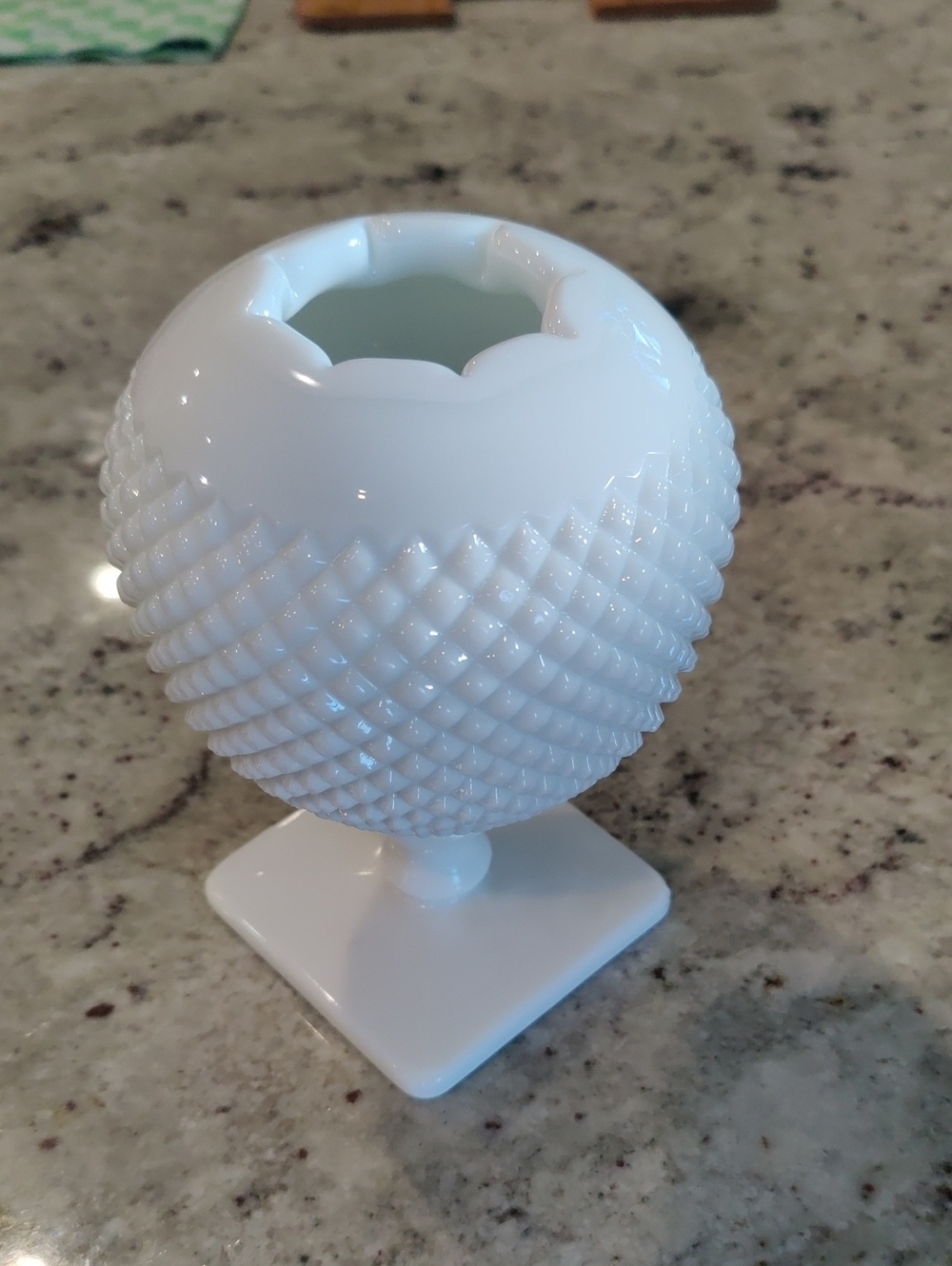 Vintage White Textured Milk Glass Pedestal Vase Y2K Cottagecore Romantic Aesthet